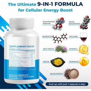 Liposomal NAD+ Trans-Resveratrol with Red Wine Milk Thistle Quercetin Fisetin - Healthy Aging Support - Made in the USA