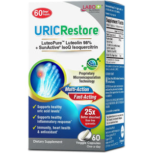 LABO Nutrition Uricrestore - Uric Acid Cleanse & Support, Joint Discomfort Relief, 2 Months Supply