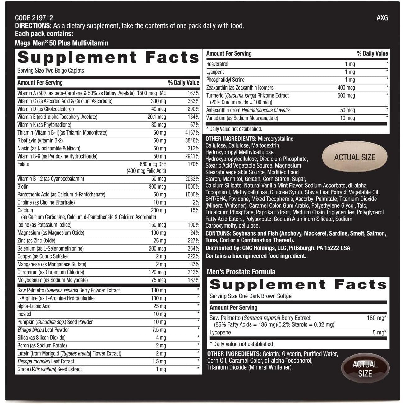 GNC Mega Men 50 plus Vitapak | Heart Health, Prostate Health, and Mental Sharpness | 30 Count