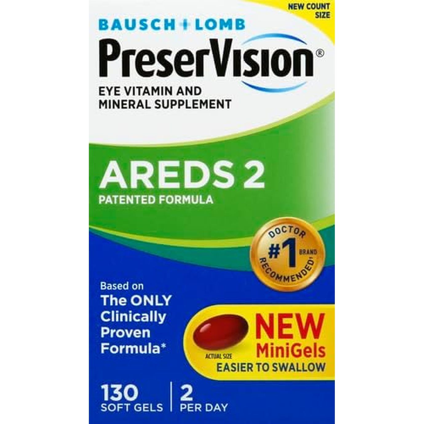Preservision AREDS 2 Eye Vitamin & Mineral Supplement, Contains Lutein, Vitamin C, Zeaxanthin, Zinc & Vitamin E, 130 Softgels