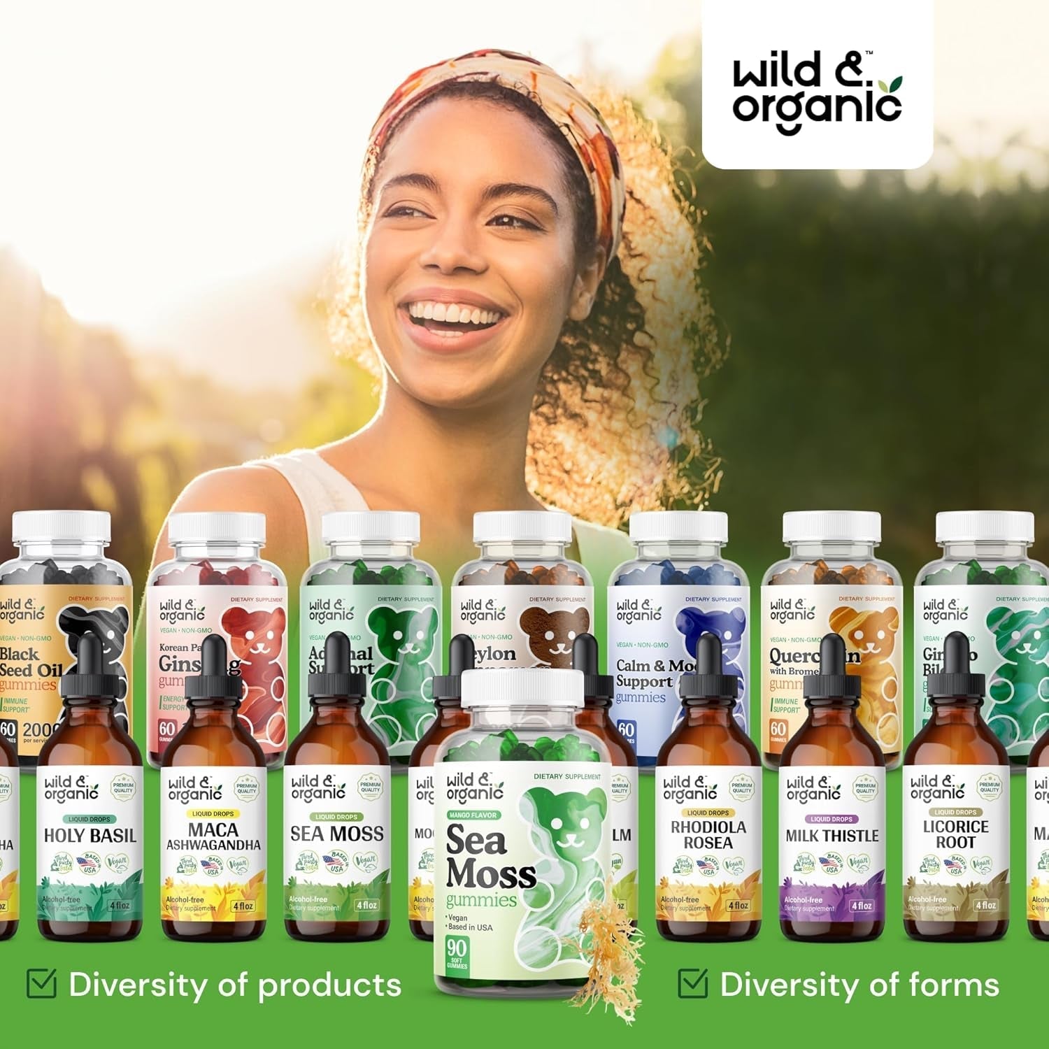 Wild & Organic Irish Sea Moss Gummies 1600 Mg for Overall Support - Chondrus Crispus - 90 Vegan