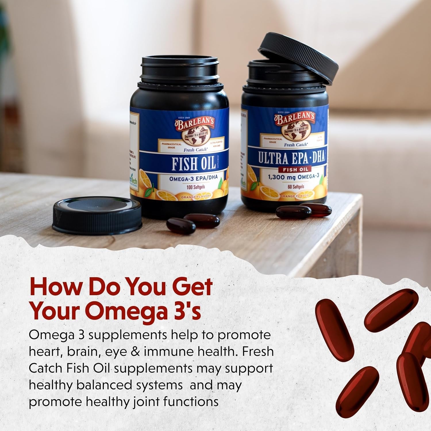 Barlean'S Omega 3 Fish Oil Supplements, 600Mg  with EPA & DHA for Joint, Brain, & Heart Health, 250 Count