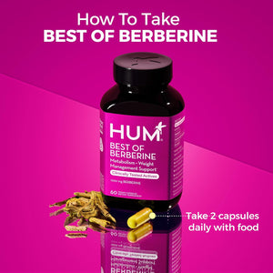 HUM Best of Berberine Supplement 1200Mg - Pure Potency for Metabolic Wellness (60 Capsules)