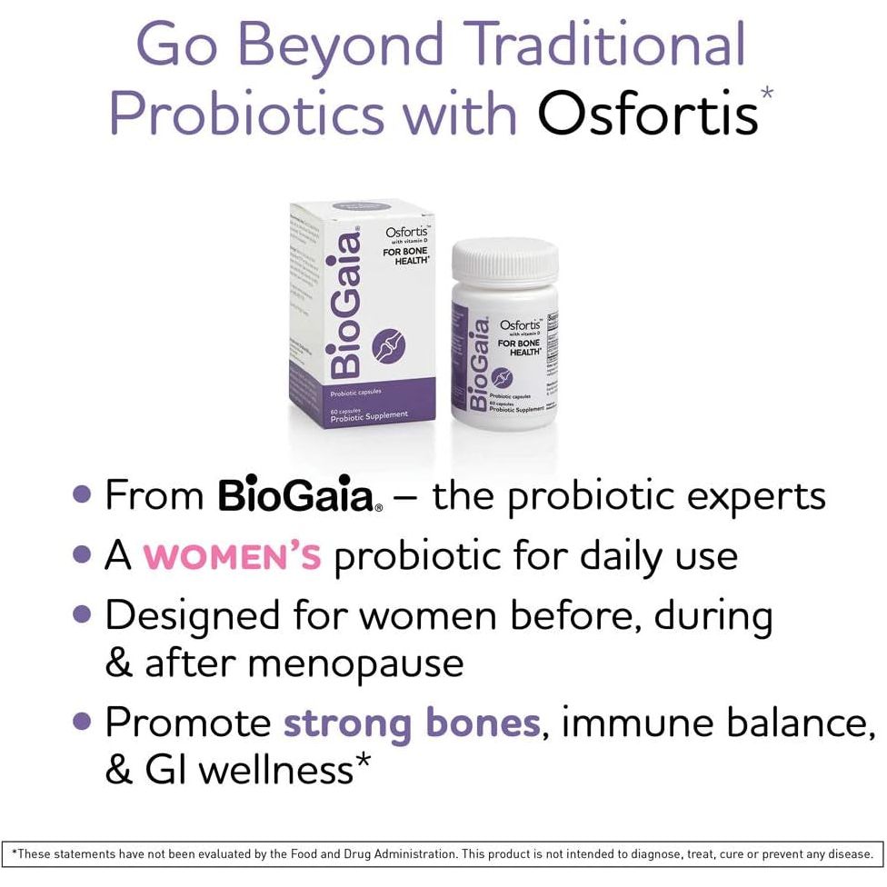 Biogaia Osfortis, Women’S Probiotic for Strong Bones, Immune Balance & GI Wellness, Contains L. Reuteri 6475, 60 Capsules