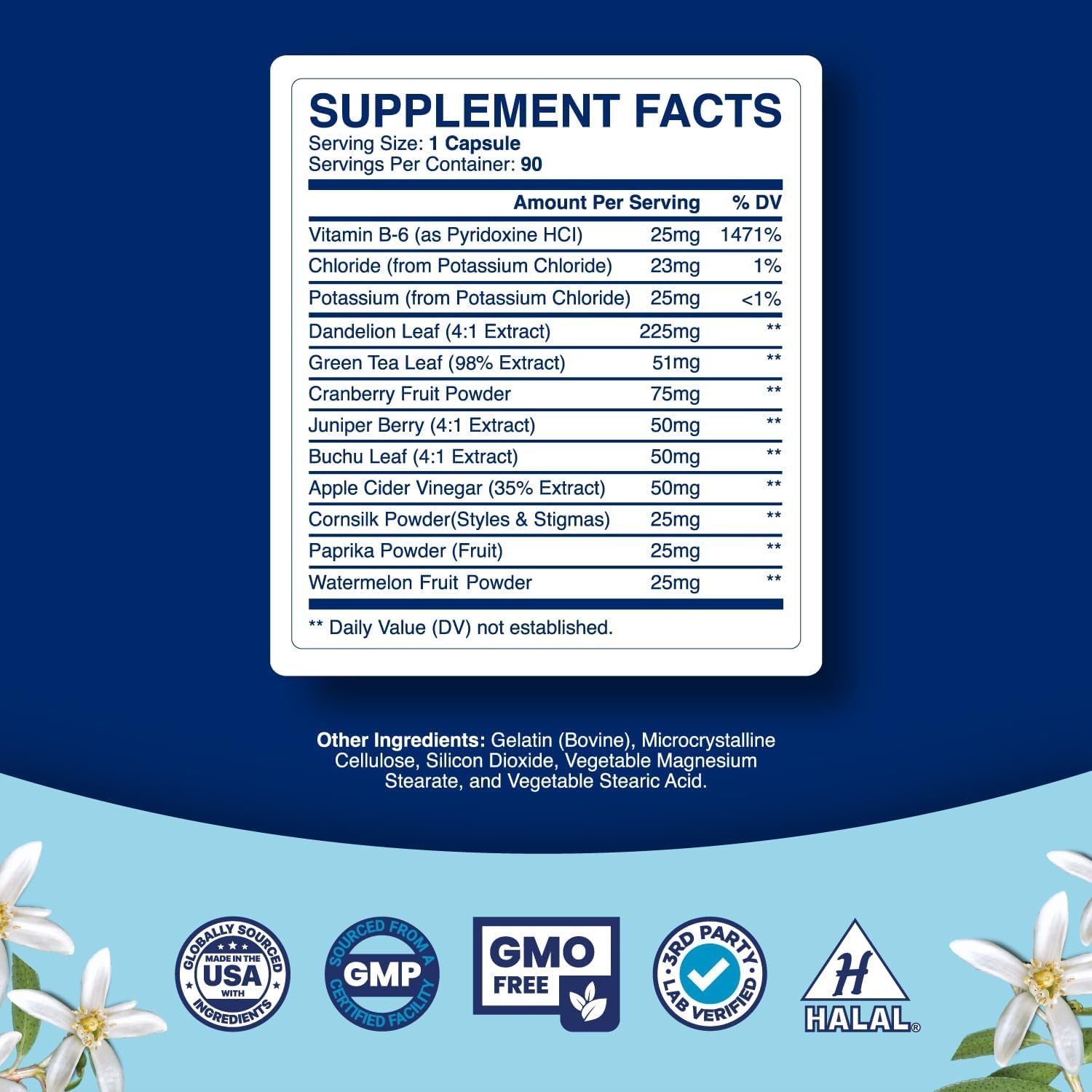 Water Retention Pills for Women & Men - Herbal Diuretic Supplements - 90 Count