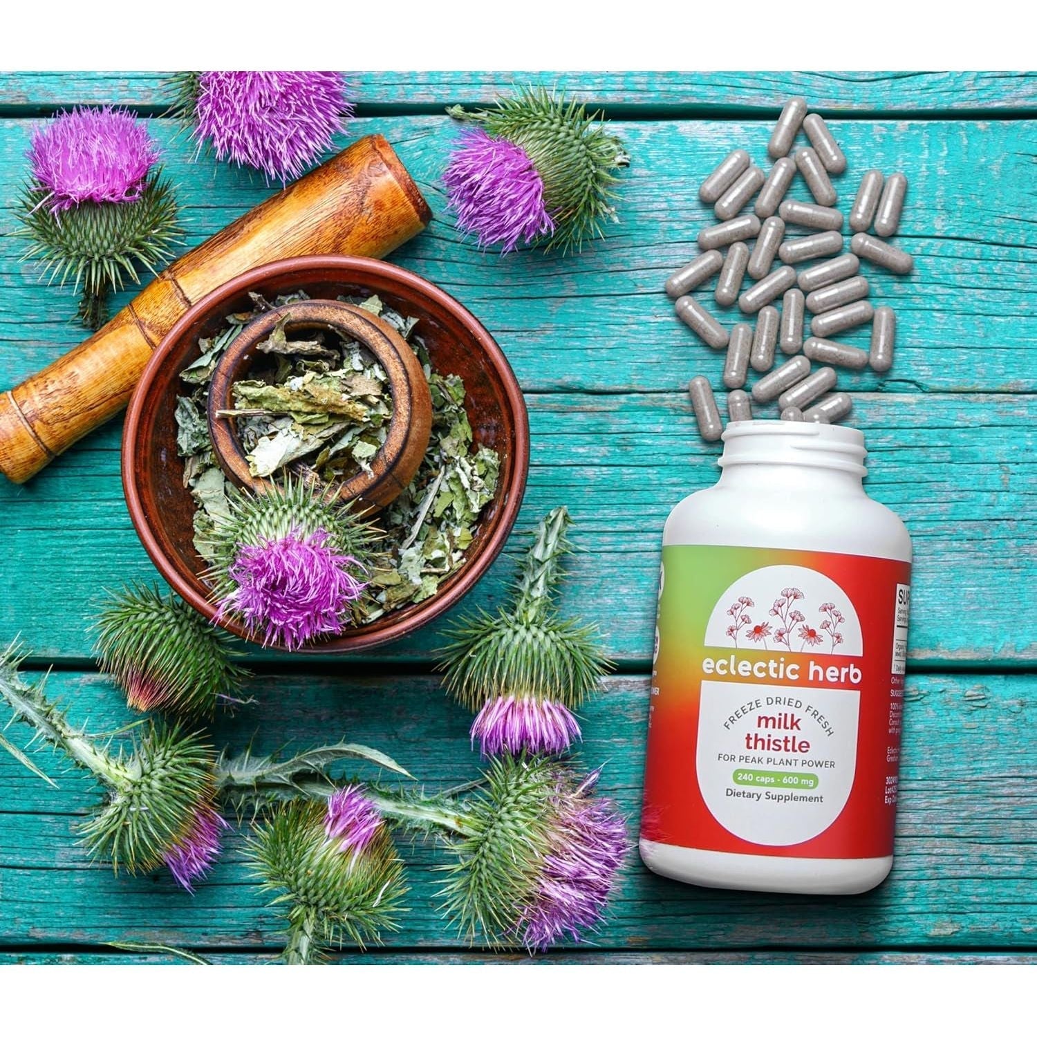 Eclectic Institute Raw Freeze-Dried Non-Gmo Milk Thistle | with Silymarin for Liver Support - Detox, Cleanse & Maintain | 240 CT