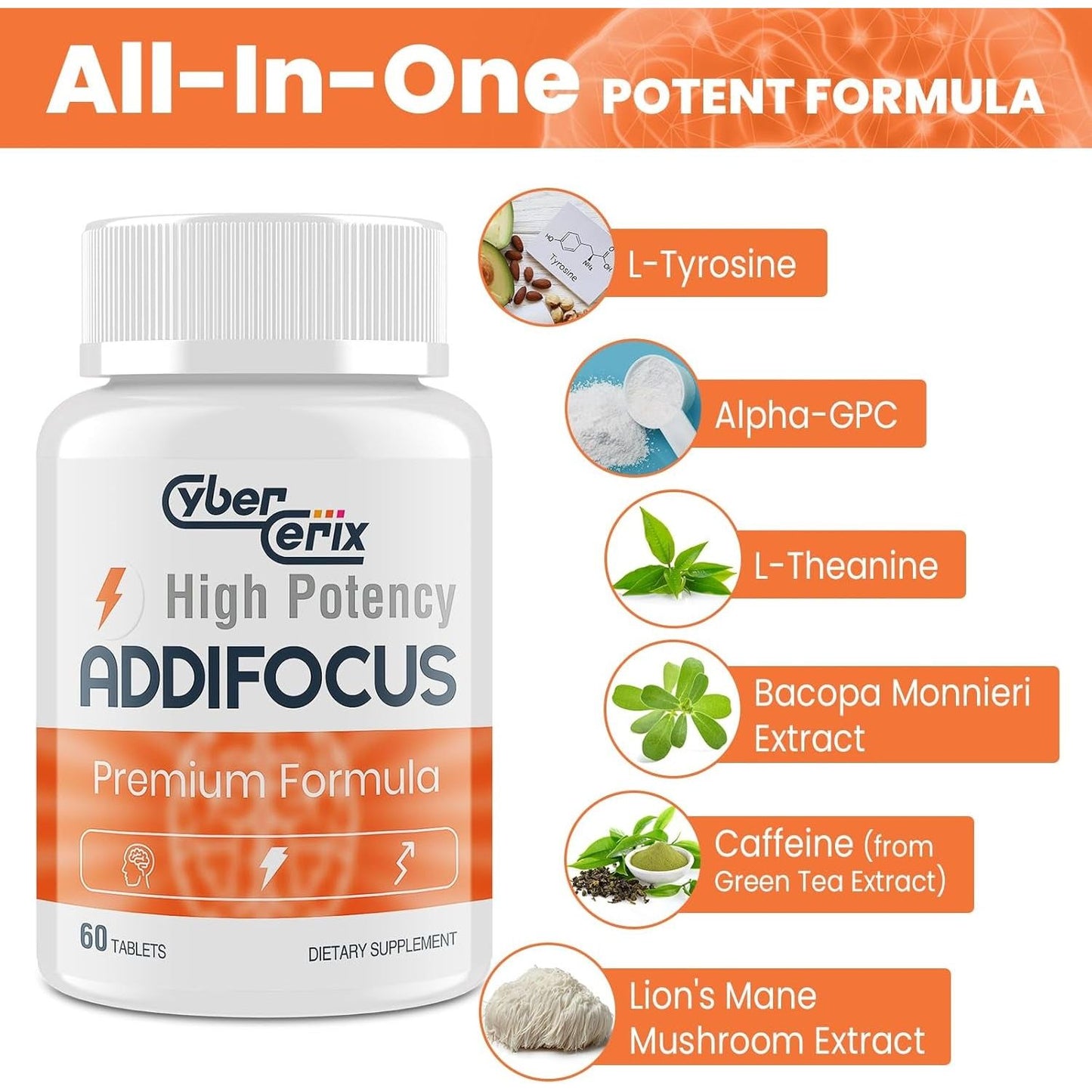 17-In-1 Brain Supplement for Memory and Focus - Nootropic Brain Supplement for Concentration, Clarity, Energy & Focus - 60 Tablets