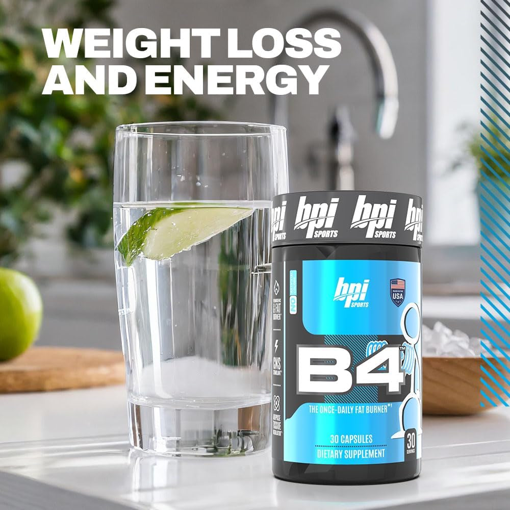 BPI Sports B4 – Extra-Strength Fat Burner –  Caffeine, Niacin, Quercetin, Yohimbine – 30 Servings – 710Mg
