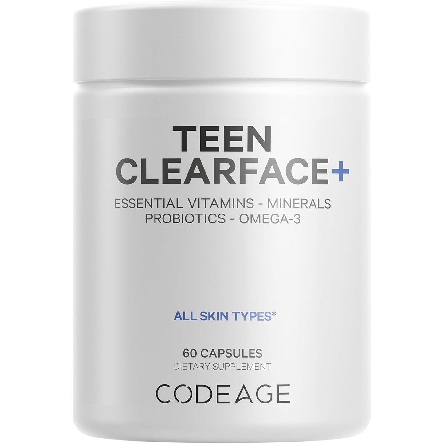 Codeage Teen Clearface Adolescent Face, Skin & Pimples, Oily Skin, Pores, Spots - 60 Capsules