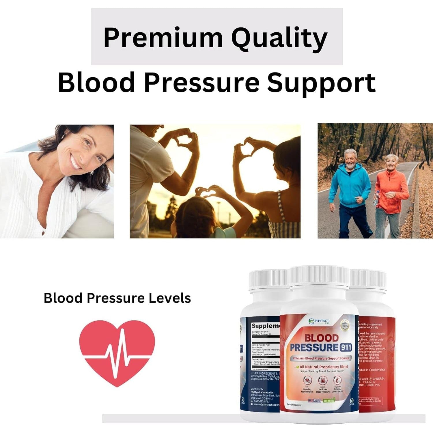 Blood Pressure 911 Premium Supplement - BP Support Pills. 60 Capsules