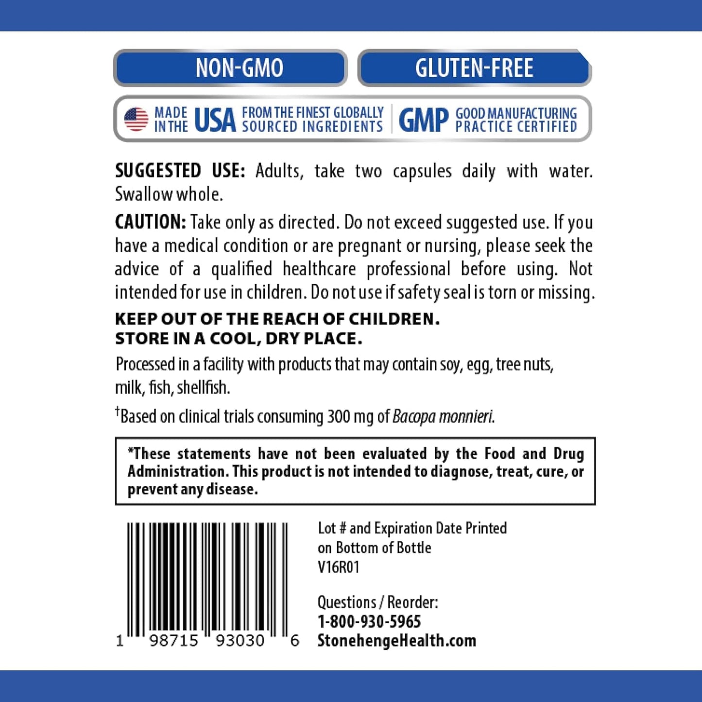 Stonehenge Health Dynamic Brain Supplement  for Memory Acquisition, Retention, & Recall