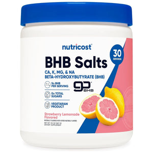 Nutricost BHB Salts Drink Mix 5g per Serving (30 Servings, Strawberry Lemonade Flavored)