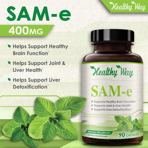 Healthy Way Sam-E - S-Adenosyl Methionine 400Mg, 90 Capsules Non GMO
