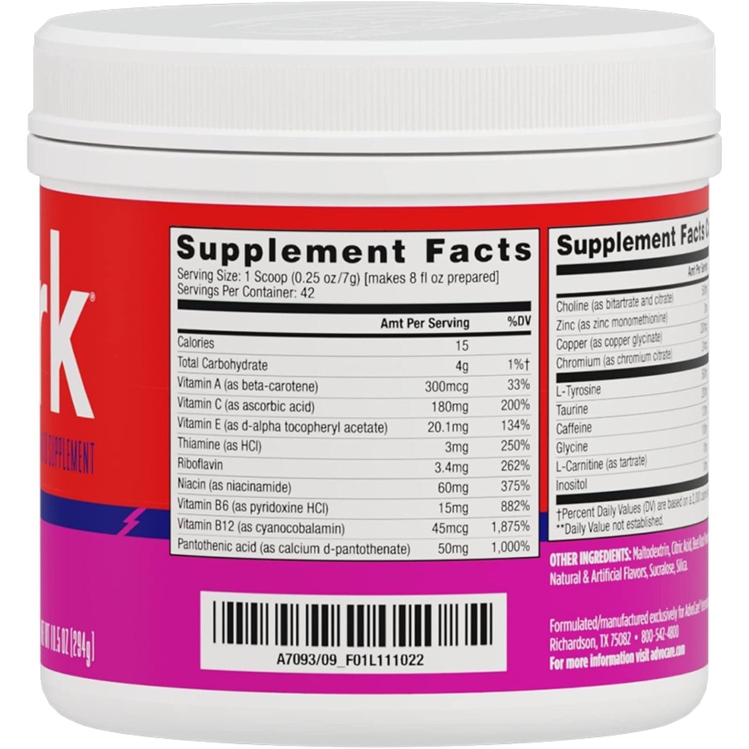 Advocare Spark Vitamin & Amino Acid Supplement - Focus & Energy Drink Powder Mix - Fruit Punch - 10.5 Oz
