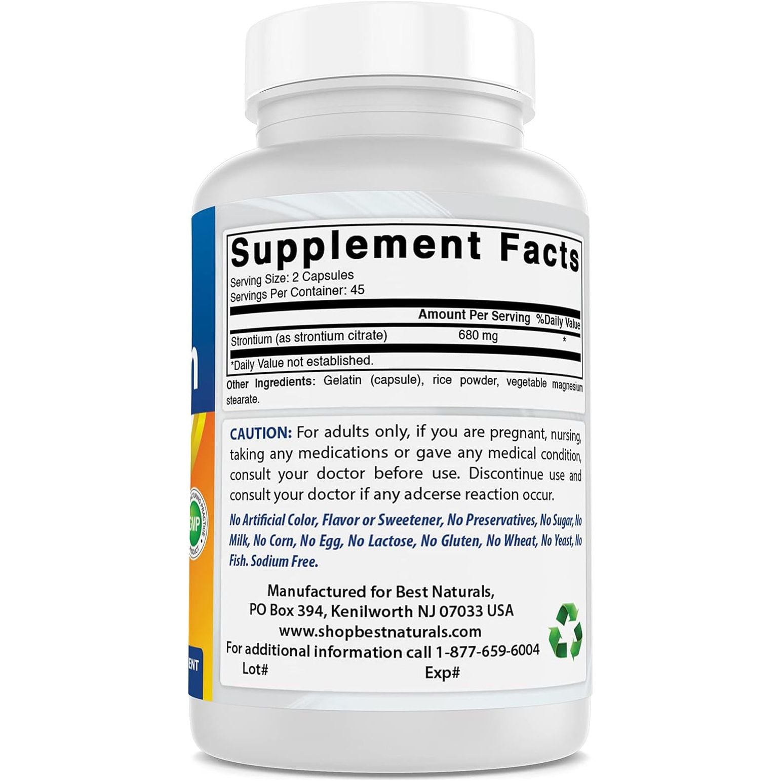 Best Naturals Strontium Bone Building Formula 680Mg/Serving 90 Capsules