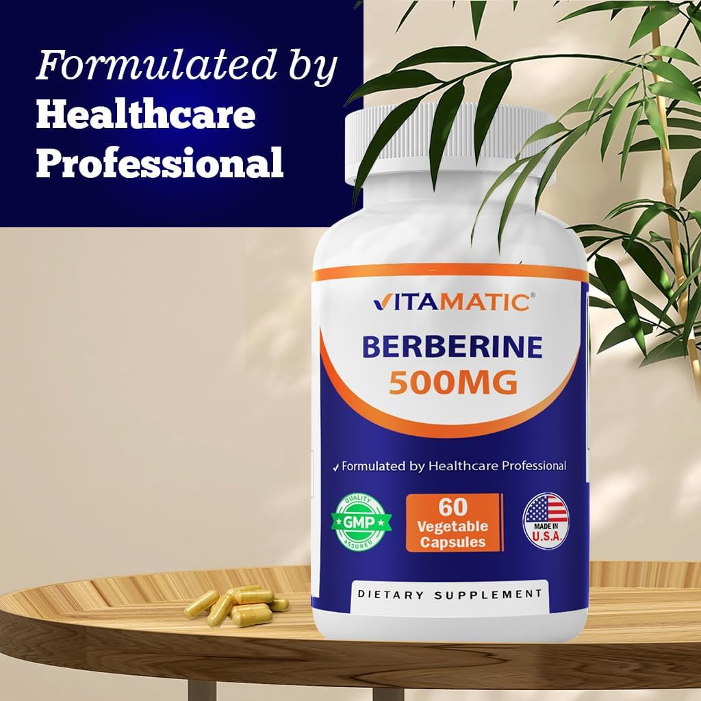 Vitamatic Berberine Supplement 500Mg - 60 Vegetable Capsules - Made in the USA 