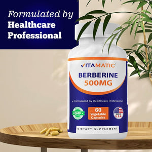 Vitamatic Berberine Supplement 500Mg - 60 Vegetable Capsules - Made in the USA 