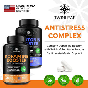 TWINLEAF Dopamine Brain Support Supplement, 1000 Mg Blend - Made in USA - Enhance Mental Well-Being - 60 Capsules