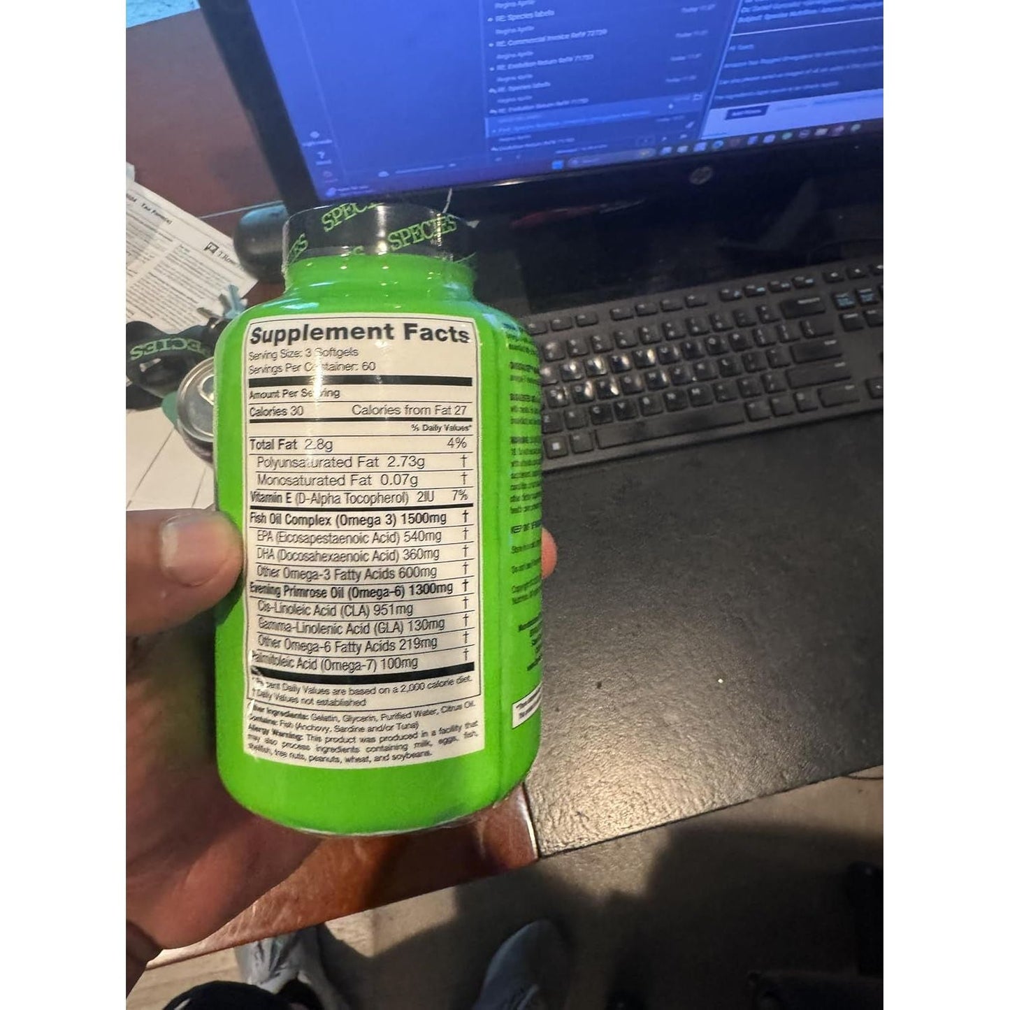 Species Nutrition Omegalyze Support Supplements, Essential Fatty Acid Formula 180 Capsules