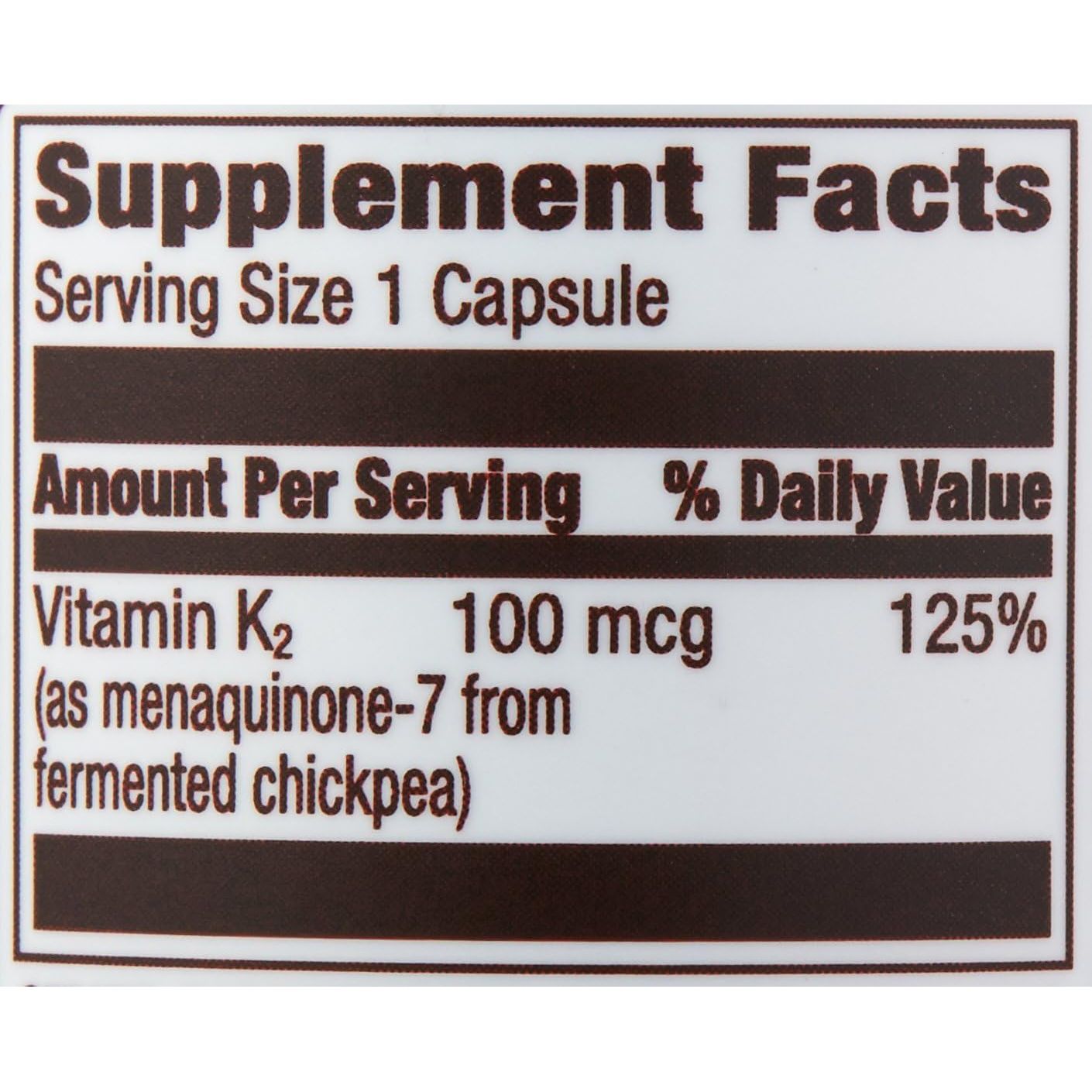 Amazon Elements Vitamin K2 100 Mcg, Vegan, 65 Capsules, 2 Month Supply