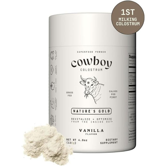 Bovine Colostrum Powder - Grass Fed Colostrum Supplement for Gut Health, Immunity, Skin & Hair (Vanilla, 40 Servings)