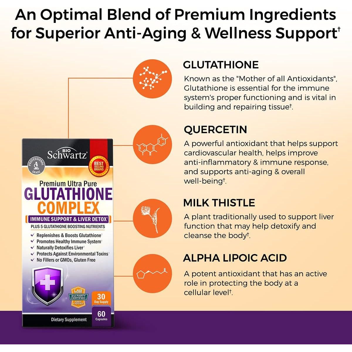 Glutathione Supplement Liver Detox - Natural Immunity Defense Health Formula and Cleanse 500Mg 60Ct