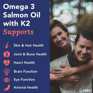 High Strength Omega 3 Fish Oil with Vitamin K2-1000Mg for Eyes, Brain, Heart & Immunity - 90 Capsules