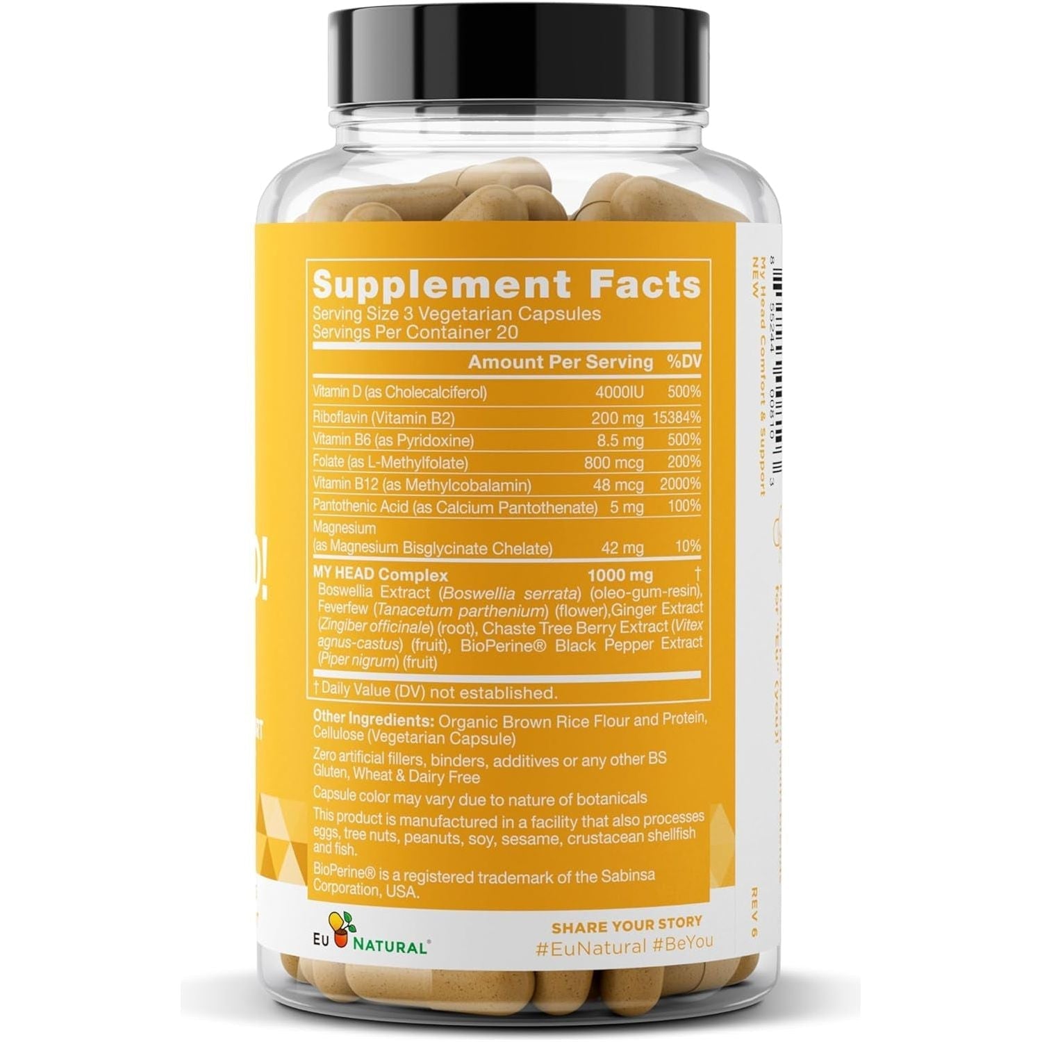 My Head! Headache Vitamins – Sensitivity, Tension, Comfort, Healthy Head Function for a Clear Mind - 60 Soft Capsules