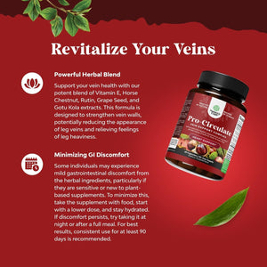 Vein Support Supplements for Spider & Varicose Veins and Improved Flow (1 Month Supply)
