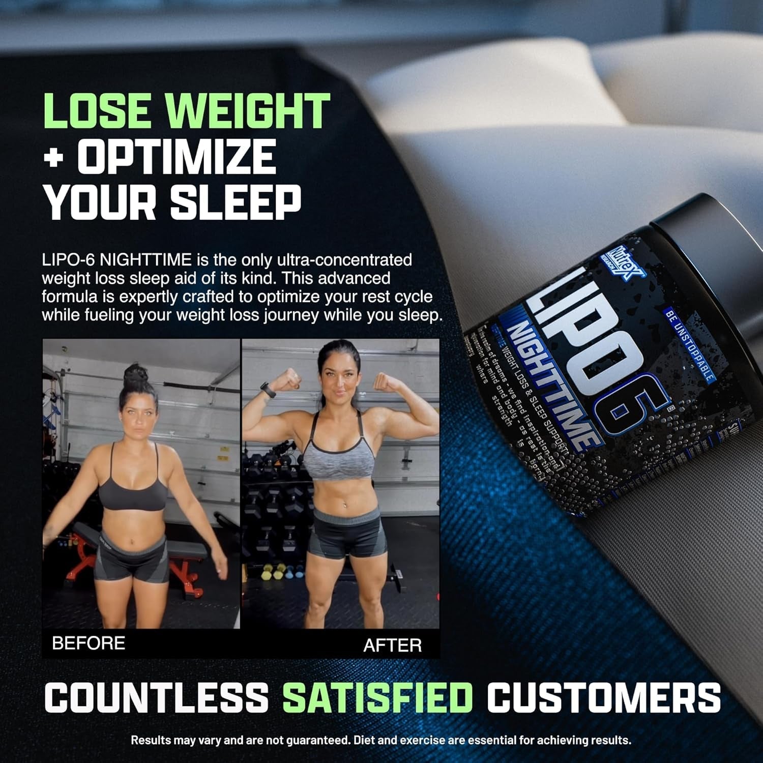 Nutrex Lipo 6 Nighttime Fat Burner | Melatonin Sleep Aid & Weight Loss Diet Pills 30 Servings 