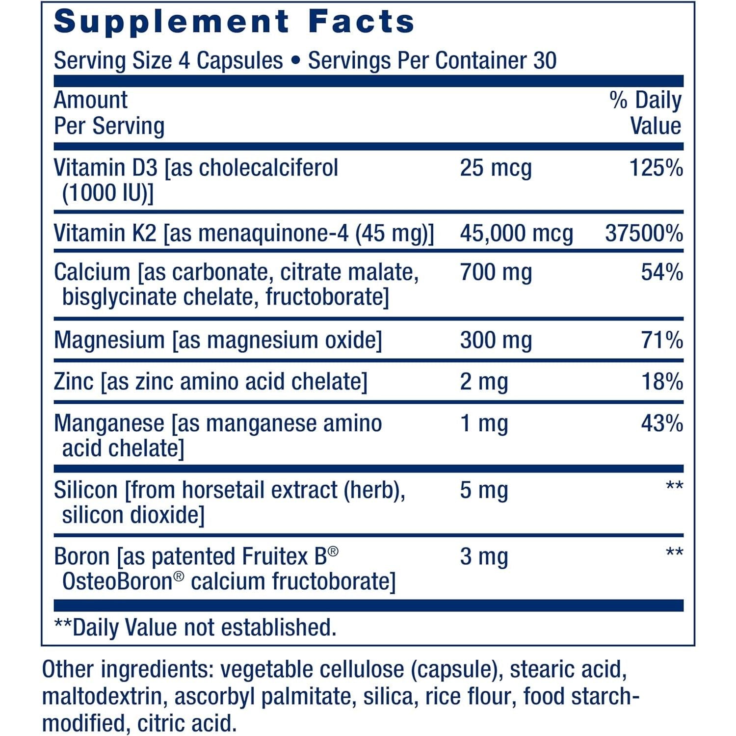 Life Extension Bone Restore Elite Calcium Supplement for Bone Health, Gluten-Free, Non-Gmo, 120 Capsules
