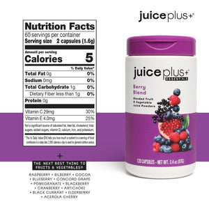 Juice Plus+ Fruit, Vegetable & Berry Blend for Immune Support, Cognitive Health & Radiant Skin - (120 Capsules)