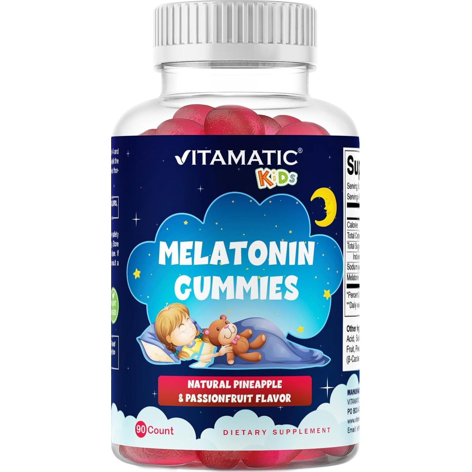 Vitamatic Sugar Free Kids Melatonin 1Mg, 90 Gummies 90 Days Supply