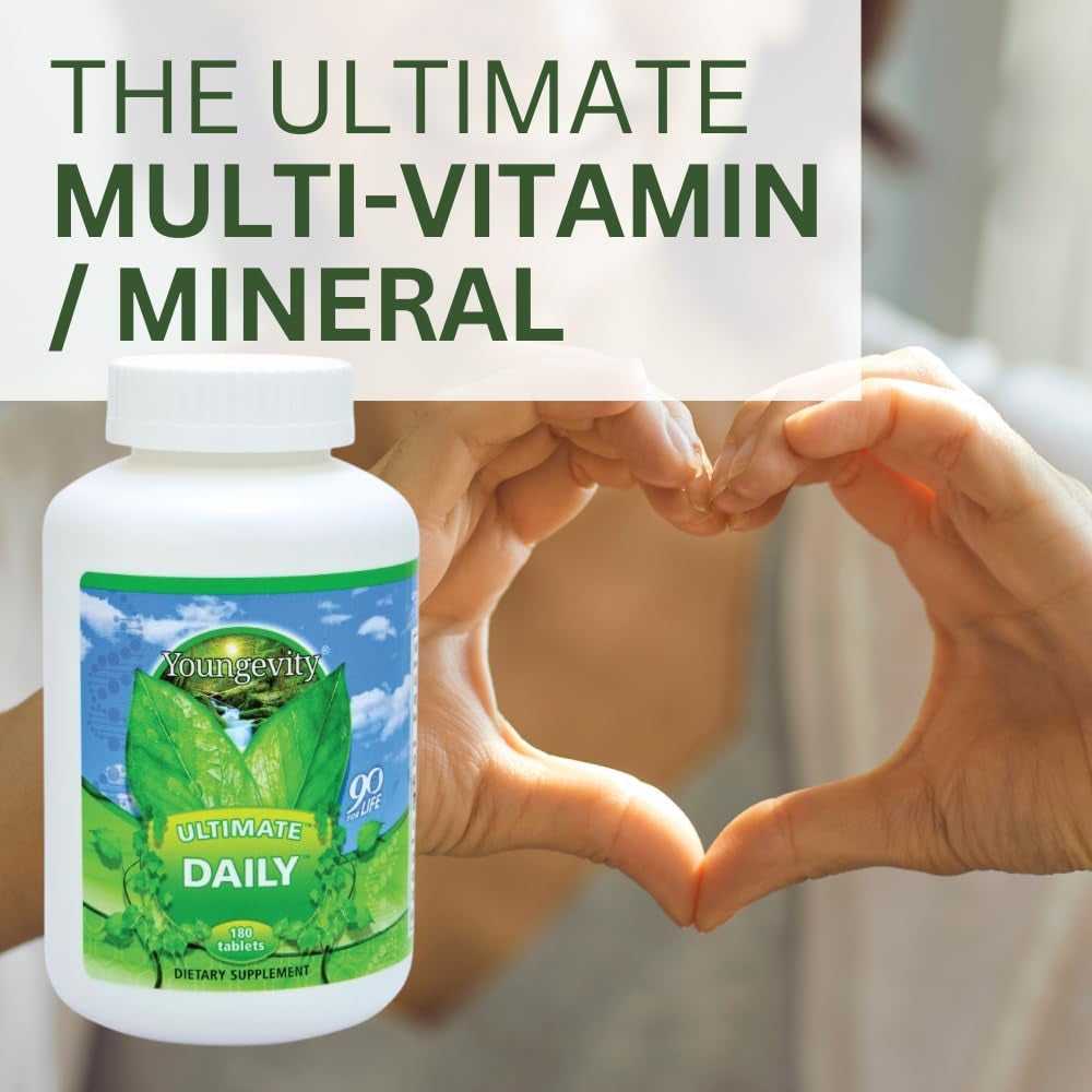 Youngevity Ultimate Daily Mega Multivitamin - 20+ Vitamins and Minerals W/ Coq10 - 180 Tablets