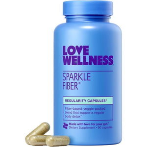 Love Wellness Sparkle Fiber | Fiber Supplement with Digestive Enzymes 90 Count