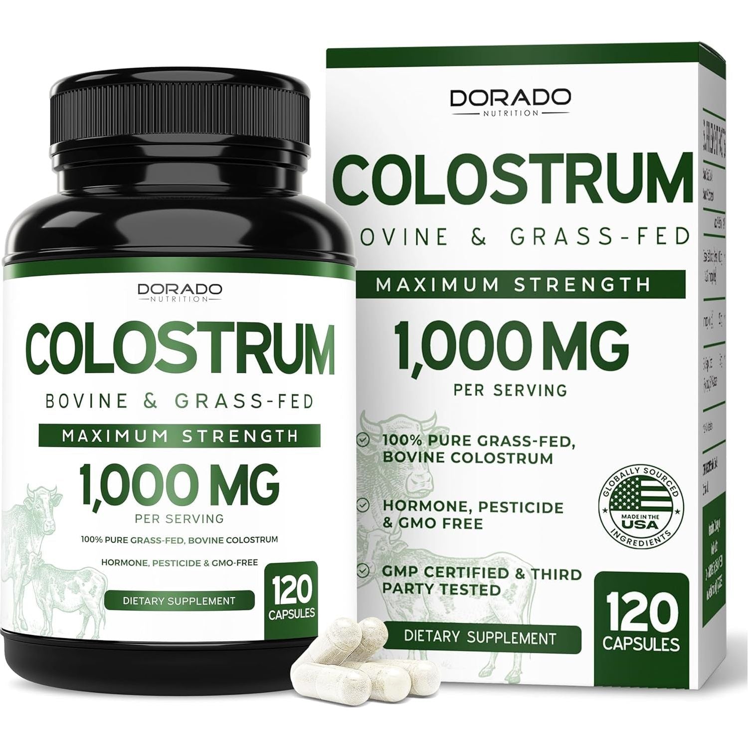Colostrum Supplement (120 Count) 1000Mg per Serving - Grass Fed, No Fillers, Third Party Tested - USA Made