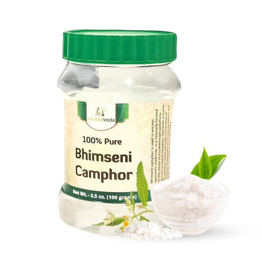 ANCIENT VEDA 100% Pure Natural Bhimseni Camphor Tablet | Refreshing Fragrance, Enhancing Concentrations (100 Grams)