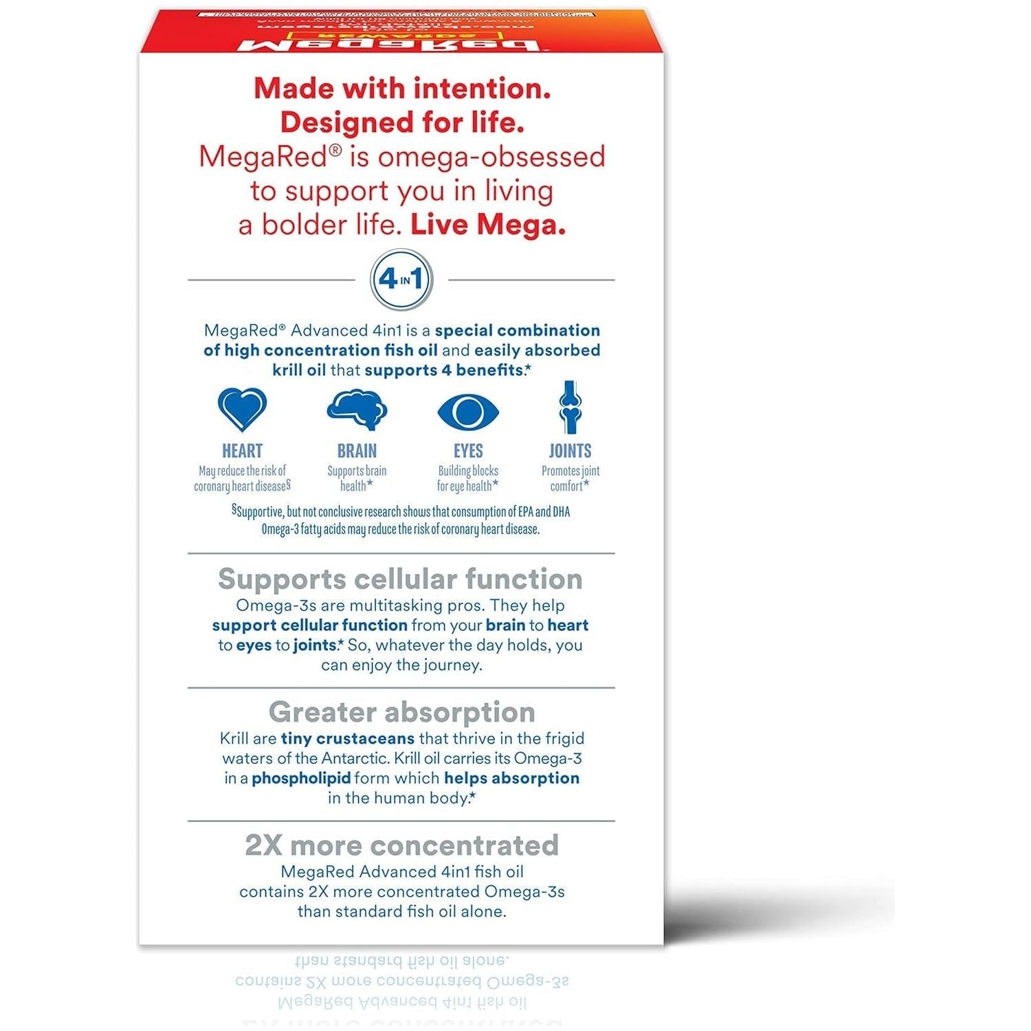 Megared Omega-3 Fish Oil + High Absorption Krill Oil 500Mg Softgels (80 Count)