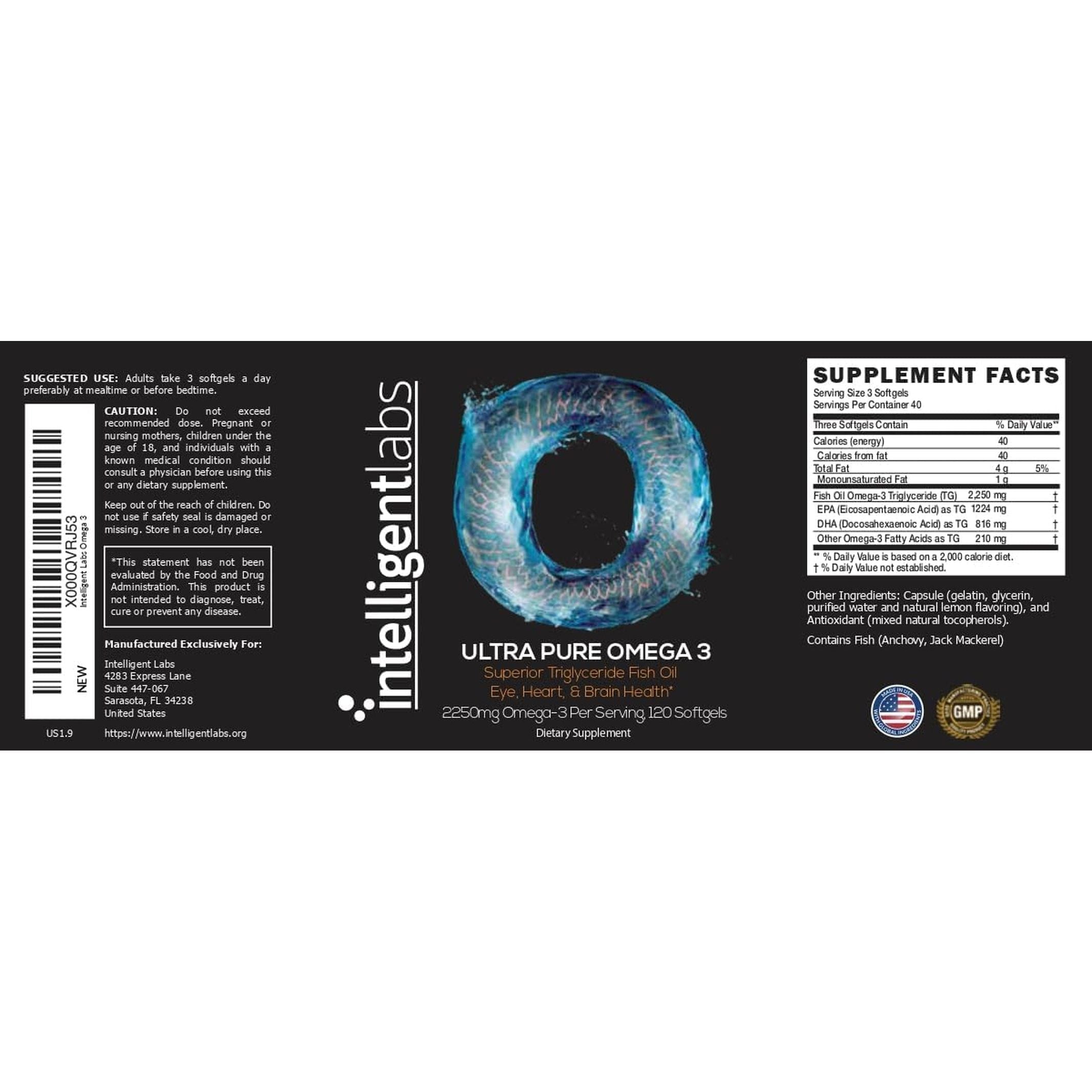 Intelligent Labs Triglyceride Omega 3 | 2250Mg Serving - 120 Softgels 
