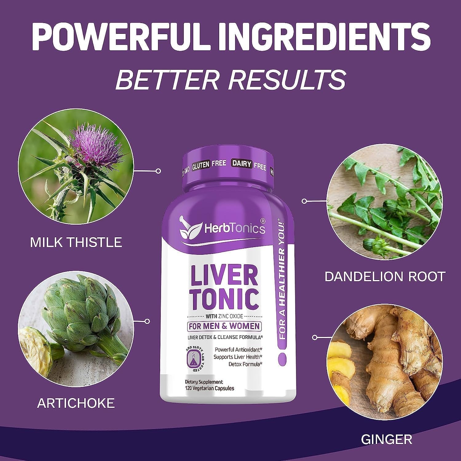 Herbtonics Liver Cleanse Detox & Repair | 20-In-1 Liver Detox Complex | 120 Vegan Capsules