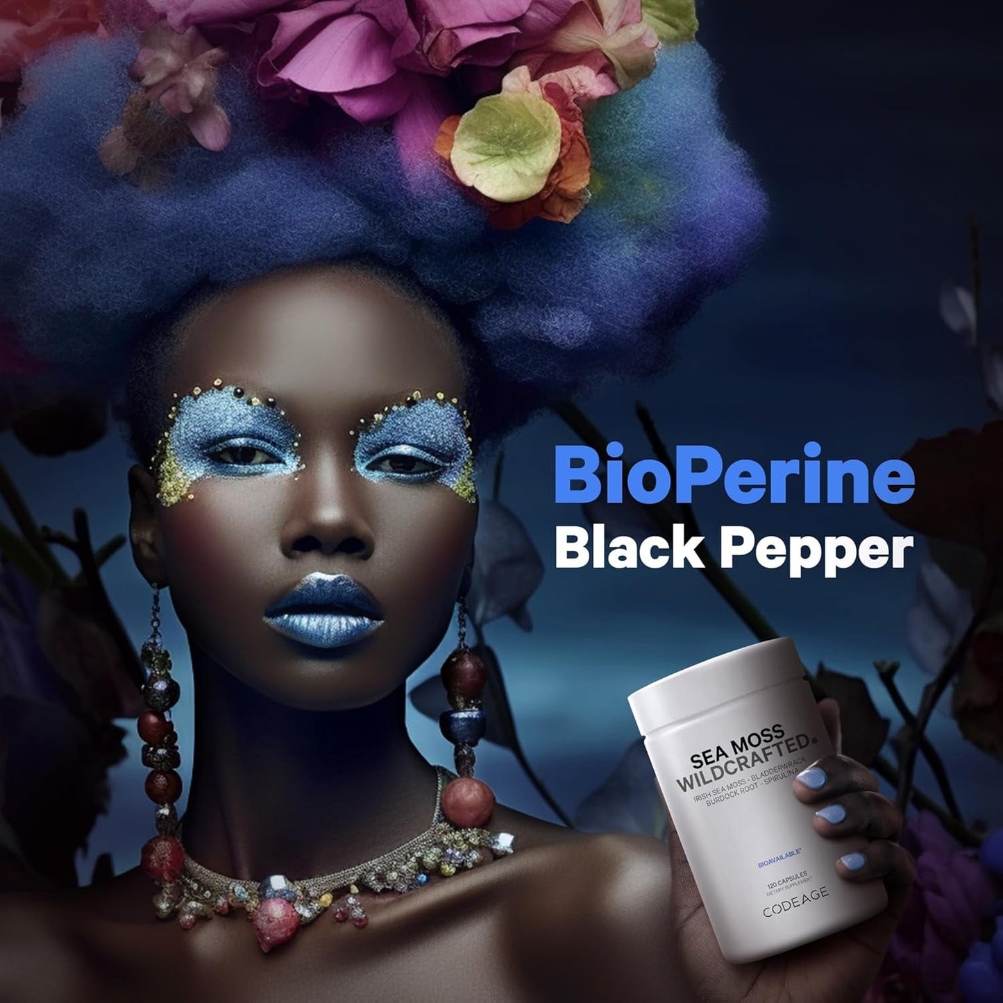 Codeage Raw Wildcrafted Irish Sea Moss Supplement, 120 Capsules