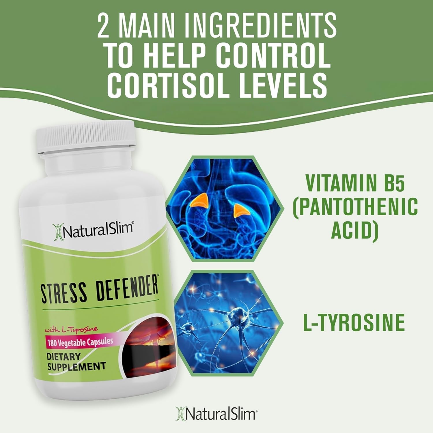 Naturalslim Stress Relief Supplement - High Cortisol Reducer, Control Cravings, Sleep & Metabolism Support 180 Vegetable Capsules