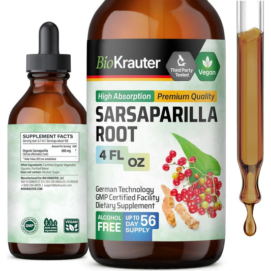 BIO KRAUTER Sarsaparilla Root Tincture for Liver Support 4 Fl.Oz.