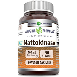 Amazing Formulas Nattokinase Dietary Supplement 100Mg 90 Veggie Capsules | 2000 FU | Made in USA | Ideal for Vegetarians