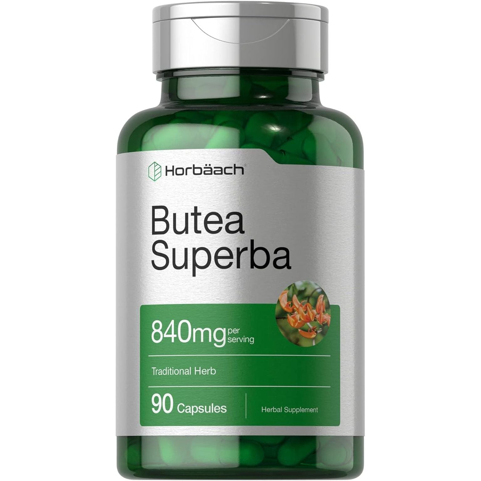 Horbäach Butea Superba Root 840Mg | 90 Capsules | Male Performance | Non GMO, Gluten Free Supplement