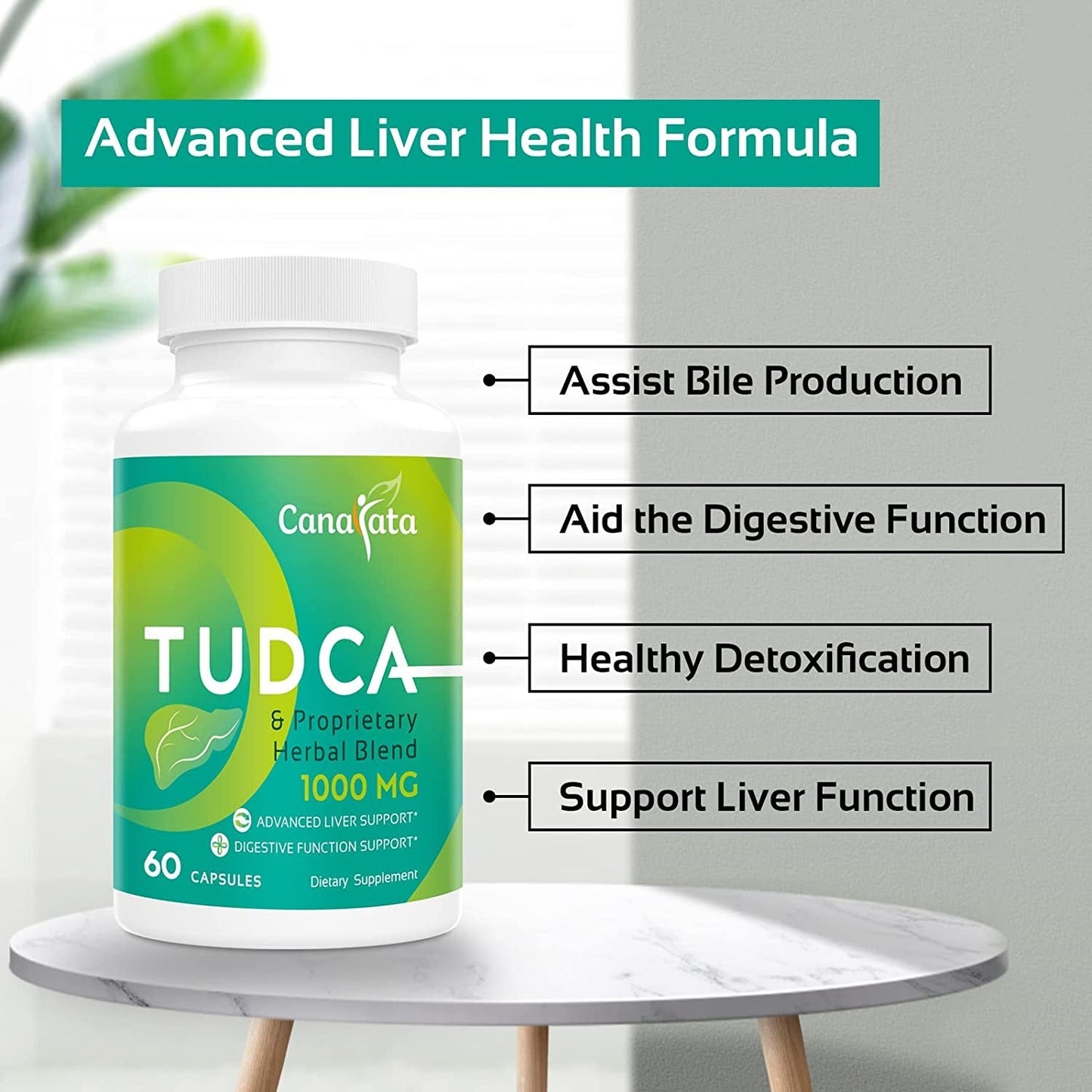 TUDCA Liver Support Supplements 1000Mg - 60 Vegan Capsules