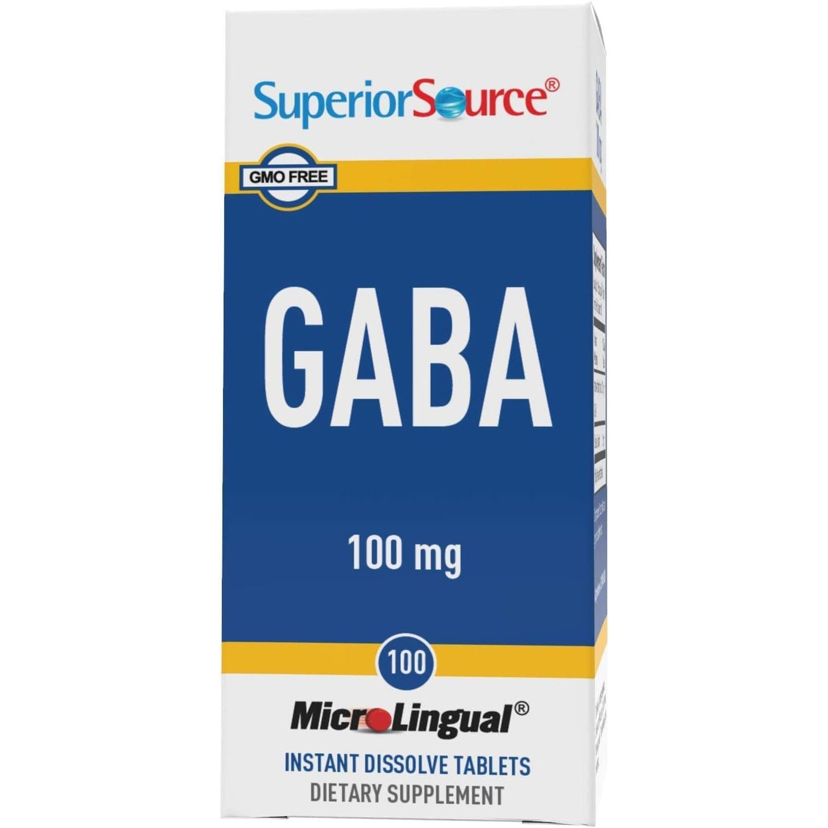 Superior Source GABA 100 Mg, Brain Health Support, Promotes a Relaxing Effect & Positive Mood, Stress & Sleep Support 100 Count