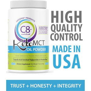 Lifesense C8 Enriched MCT Oil Powder Unflavored Sourced from Coconut Oil, by Phd Nutrition 