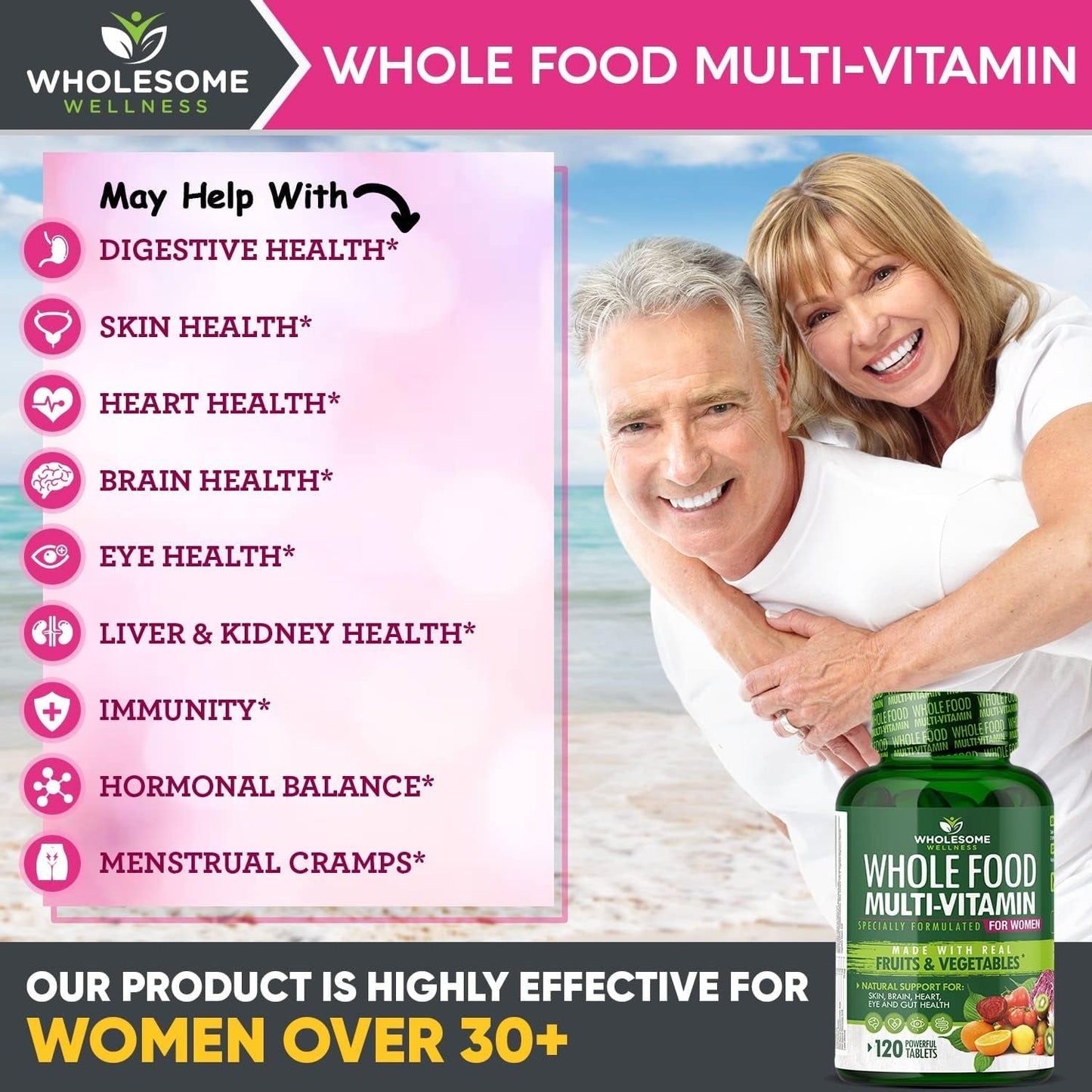 Wholesome Wellness Whole Food Multivitamin for Women - 120 Tablets