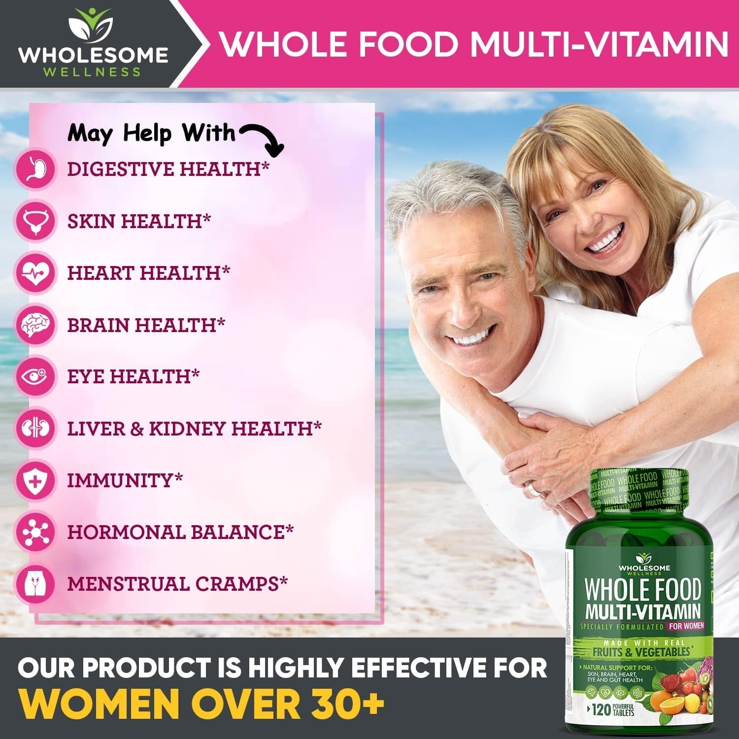 Wholesome Wellness Whole Food Multivitamin for Women - 120 Tablets